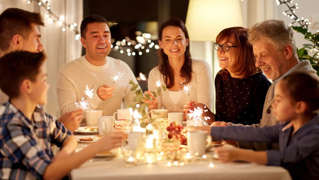 Christian family celebrating the new year together