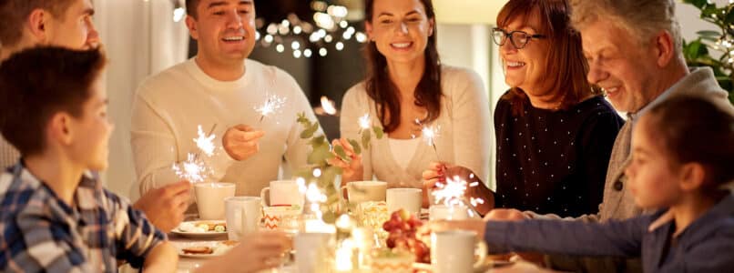 Christian family celebrating the new year together